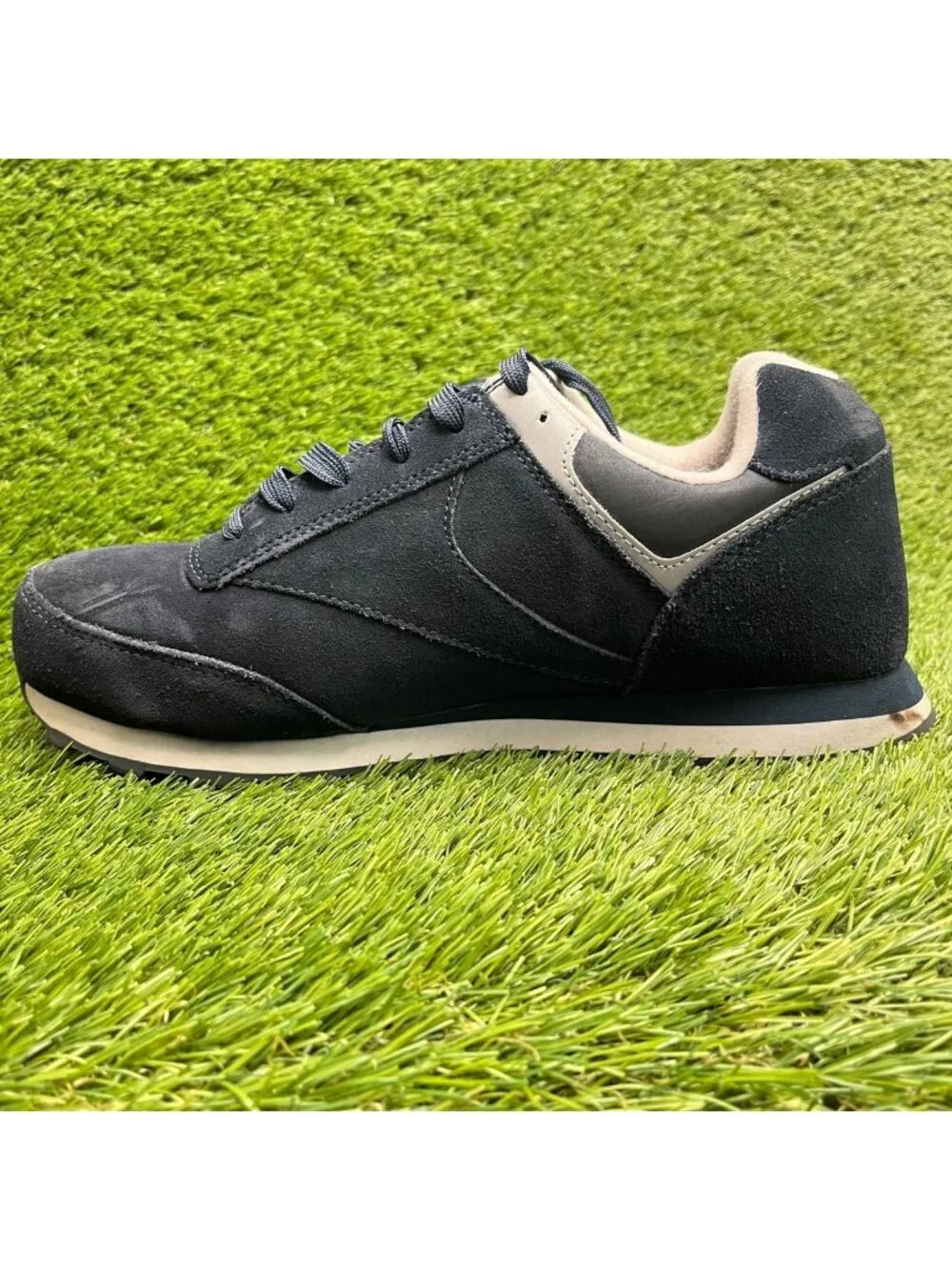 Reebok Leelap Retro Mens 12 Navy White Suede Steel Toe Safety Work Jogger Shoes